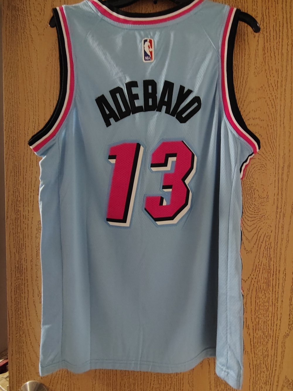 Adebayo NBA Swingman Jersey - Light Blue, Pink & Black Accents